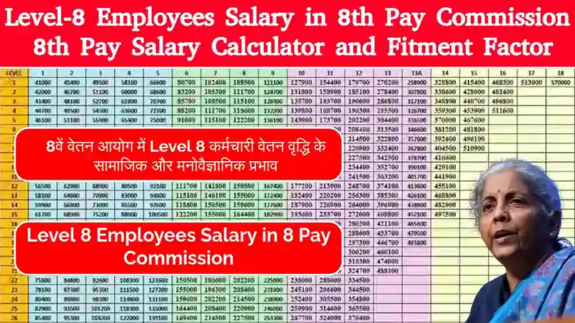 Level 8 Employees Salary in 8 Pay Commission